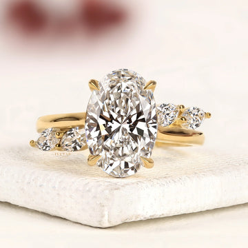 Oval Cut Lab Diamond Five Stone Floral Ring