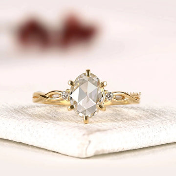 Oval Rose Cut Twisted Infinity Moissanite Diamond Engagement Ring