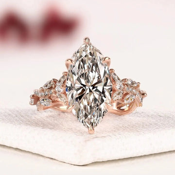 Marquise Cut Moissanite Diamond Nature Inspired Engagement Rings