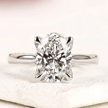 Oval Cut Lab Diamond Solitaire Engagement Ring