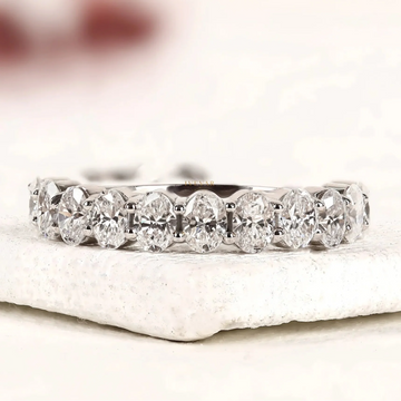 Oval Cut Lab Diamond Half Eternity Band