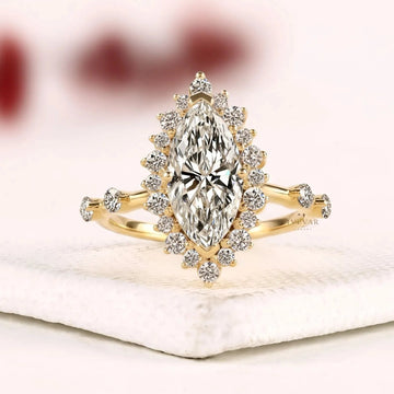 Halo Setting Marquise Cut Lab Diamond Engagement Ring