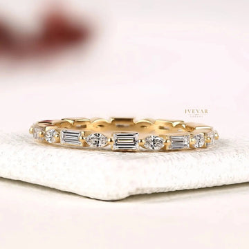 Baguette & Marquise Alternative Lab Diamond Eternity Wedding Band