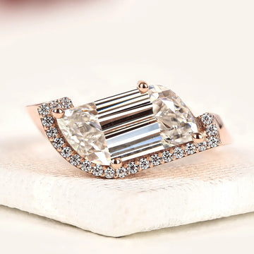 Flame Cut Lab Diamond Pave Half Halo Ring