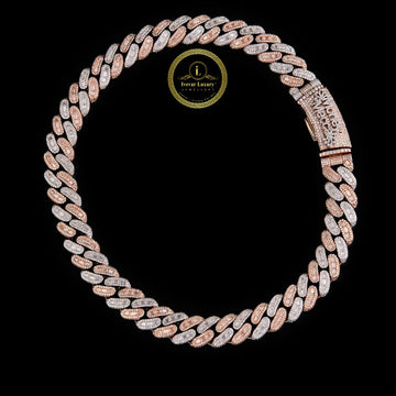 Two-Tone Diamond Miami Cuban Link Chain – Rose Gold & White Gold Iced Out Necklace