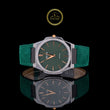 Green Dial Diamond Bezel Suede Leather Men's Watch