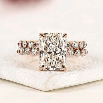Radiant Cut Hidden Halo Lab Diamond Ring with Twisted Band