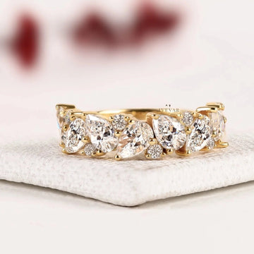 Pear Cut with Round Lab Diamond Wedding Band