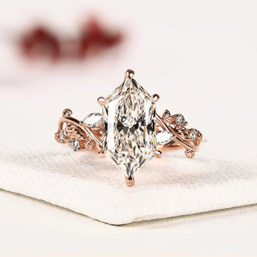 Nature Inspired Dutch Marquise Cut Moissanite Diamond Engagement Ring