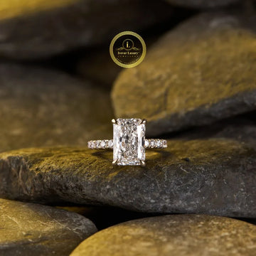 Radiant Cut Solitaire Lab Diamond Pave Wedding Ring