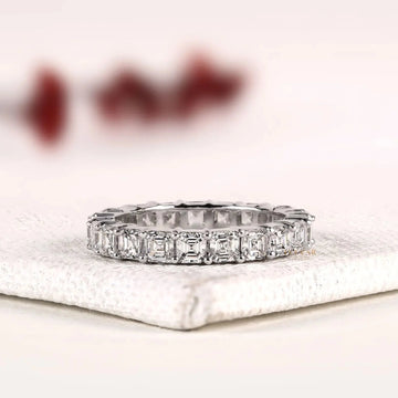 Asscher Cut Moissanite Diamond Wedding Band
