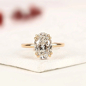 Oval Moissanite Diamond Hidden Halo Personalized Letter "GA" Ring