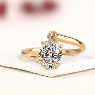 Oval Cut Lab Diamond Bypass Band Engagement Ring
