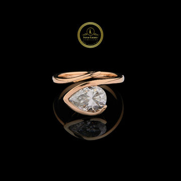 Pear Cut Lab Diamond Bypass Solitaire Ring