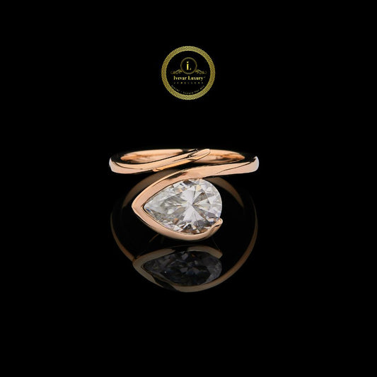 Modern Pear Cut Lab Diamond Bypass Solitaire Ring