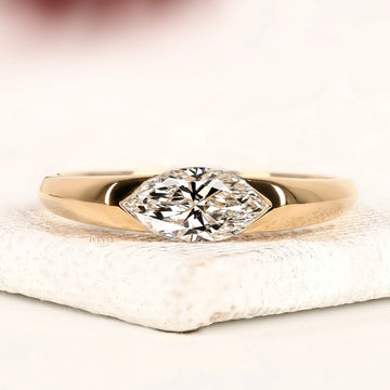 East West Marquise Cut Lab Diamond Solitaire Ring