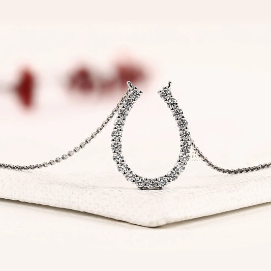 Open Teardrop Round Moissanite Diamond Pendant Necklace