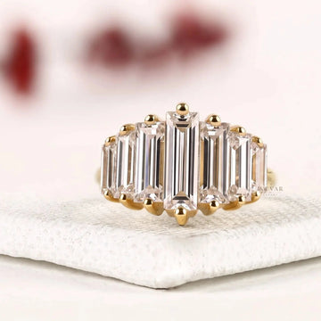 Five Baguette Lab Diamond Engagement Ring