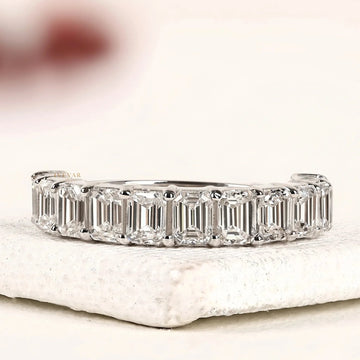 Emerald Cut Lab Diamond Half Eternity Band
