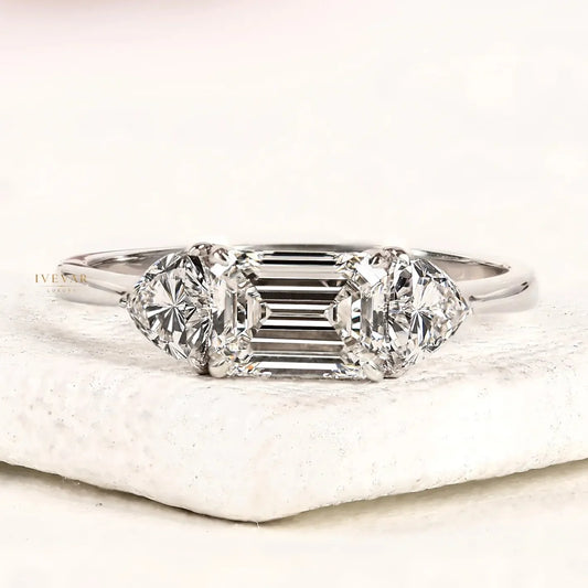 Emerald Cut Three Stone Lab Diamond Ring