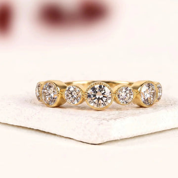 Round Cut Lab Diamond Half Eternity Wedding Stacking Band