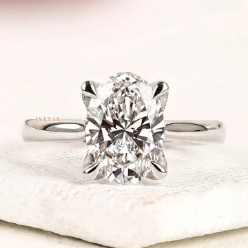 Oval Cut Moissanite Diamond Solitaire Engagement Ring