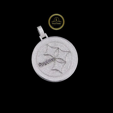 Custom Steelers Moissanite Diamond Medallion Pendant VVS Clarity White Gold Iced Out Fan Jewelry By Ivevar