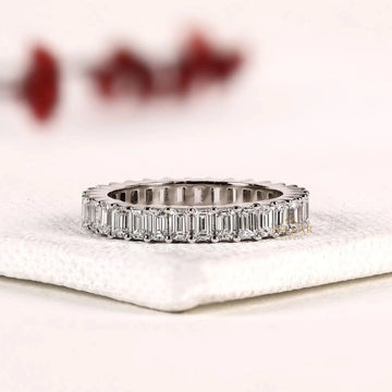 Emerald Cut Moissanite Diamond Eternity Wedding Band