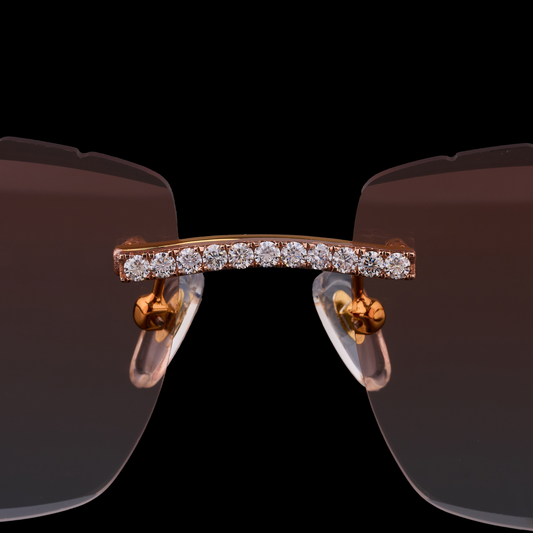 Luxury Custom Diamond Sunglasses Rimless Round Rose Gold Eye wear By Ivevar