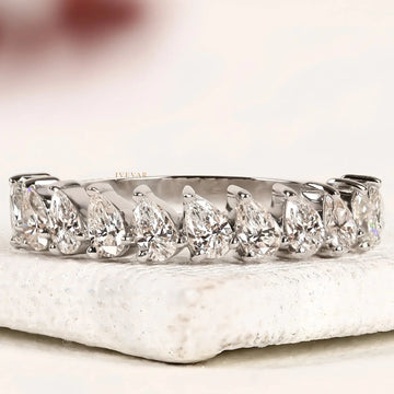 Pear Cut Lab Diamond Half Wedding Band