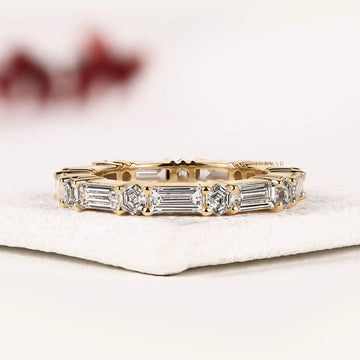 Baguette & Hexagon Cut Moissanite Alternative Diamond Eternity Band