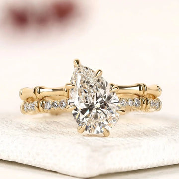 Pear Cut Cathedral Pave Moissanite Bridal Set Ring
