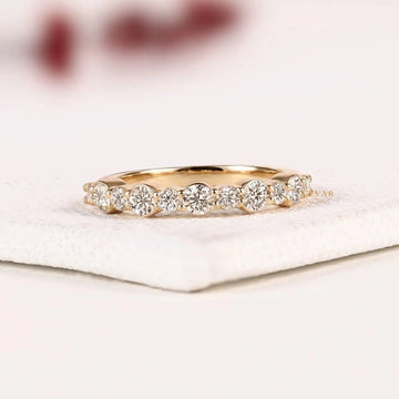 Round Cut Lab Diamond Half Eternity Stacking Band