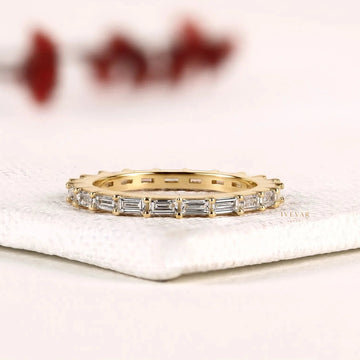 East West Baguette Cut Moissanite Diamond Stacking Band Ring