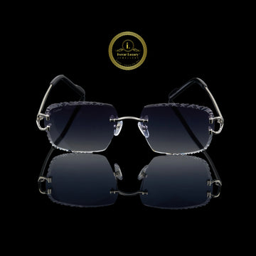 Rimless UV Protection Sunglasses with Smoke Blue Lenses