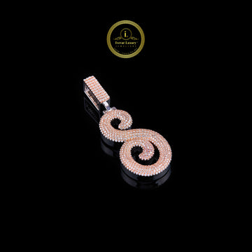 One Letter Pendnet With Two Tone and Moissonite Round Cut Diamond Pendent by Ivevar.