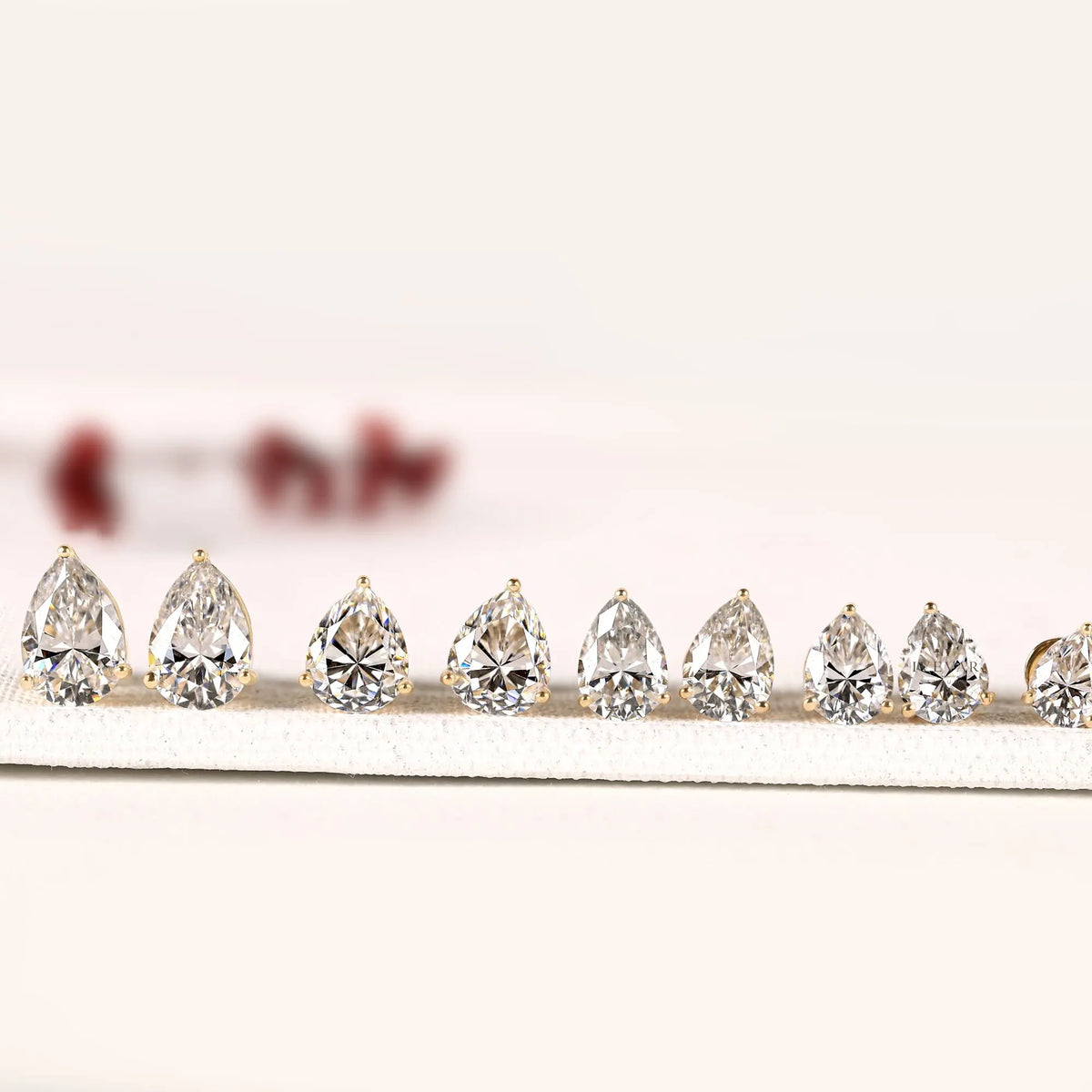Teardrop Pear Cut Solitaire Lab Diamond Stud Earring - View 2