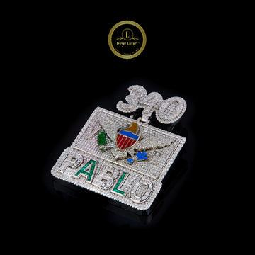 Custom Iced-Out Statement Pendant with Lab Grown Diamond Detailing and Enamel Accents By Ivevar