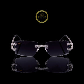 Royale Pear Cut Diamond Rimless Sunglasses Premium Luxury Designer Eyewear