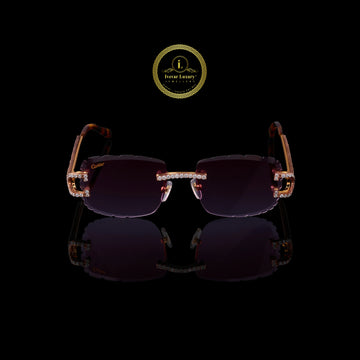 Custom Round Diamond Sunglasses Luxury Rimless Designer Eye wear