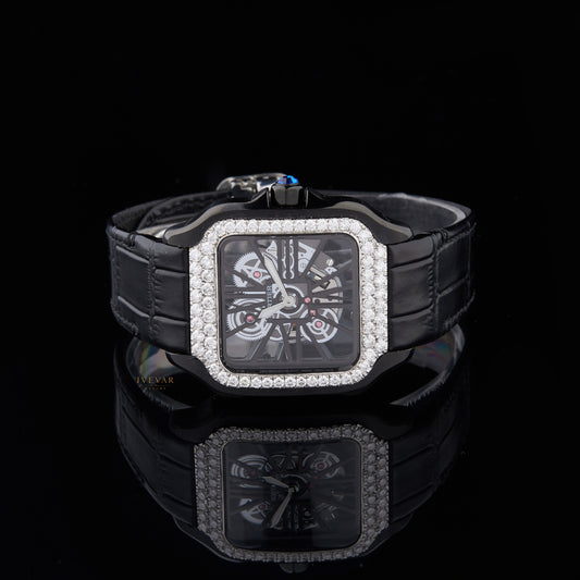 Ivevar Elite Timepiece Duo Diamond Skeleton Watch And Emerald Green Luxury Watch Collection