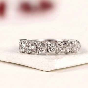 Heart Shape Lab Diamond Half Eternity Stacking Band