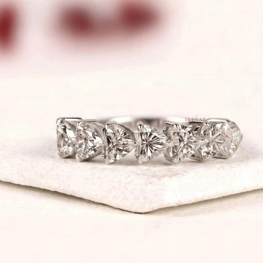 Heart Shape Lab Diamond Half Eternity Stacking Band