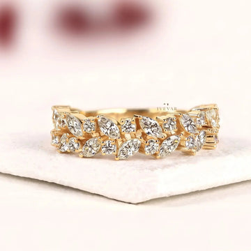 Marquise & Round Lab Diamond Eternity Wedding Band