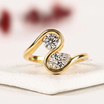 Toi et Moi Round with Pear Lab Diamond Engagement Ring