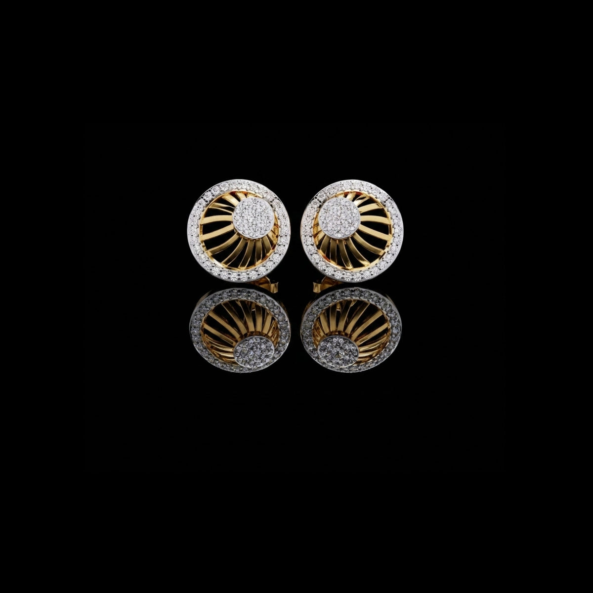 Radiant Sunburst Moissanite Diamond Stud Earrings with Sparkling Diamond Cluster