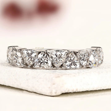 Trillion Cut Lab Diamond Half Eternity Wedding Band