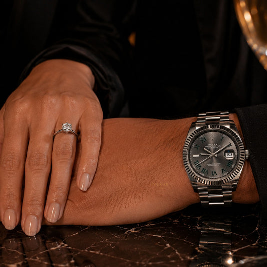 Ivevar Signature Black Edition Luxury Watch & Princess Cut Moissanite Diamond Ring