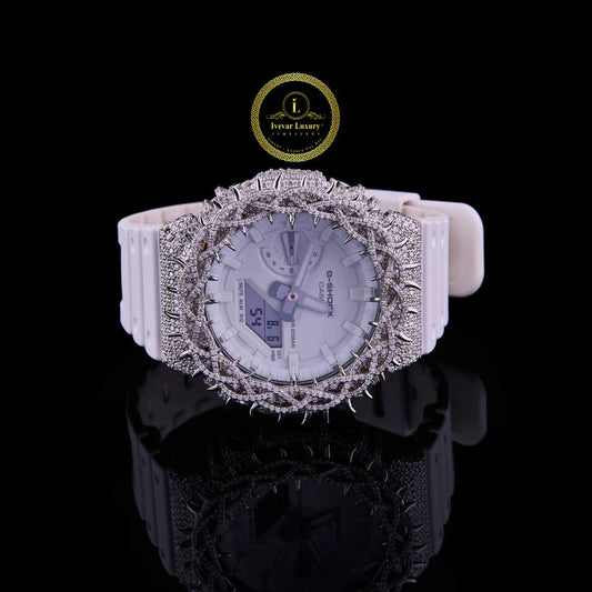 Luxury Half Iced-Out White Watch & Gold Square Dial Watch – Premium Dual Timepiece Collection By Ivevar
