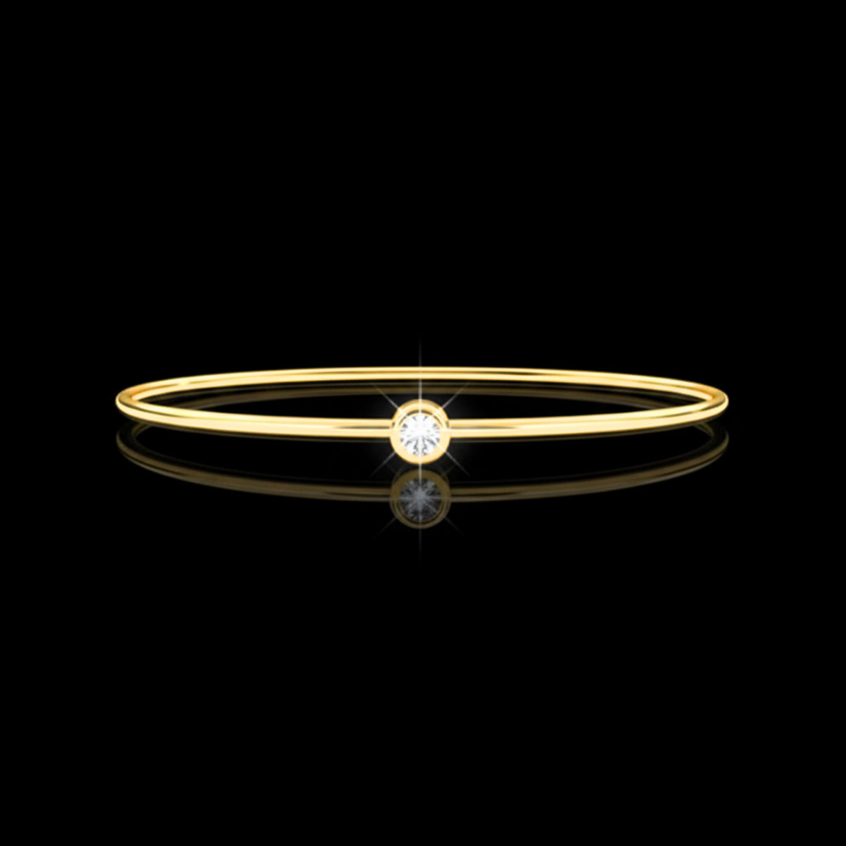 Round Bezel Set Lab Diamond Solitaire Bangle Bracelet for Women